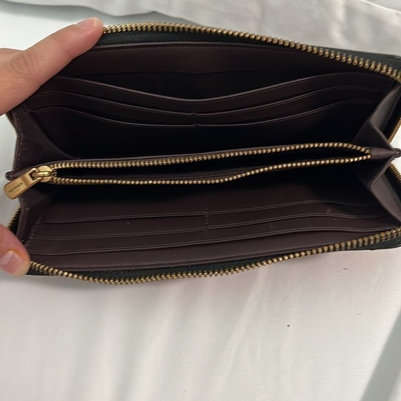 COACH Novelty Plaid Print Slim Accordion Zip-Around Wallet- Red Multi - Picture 3 of 3